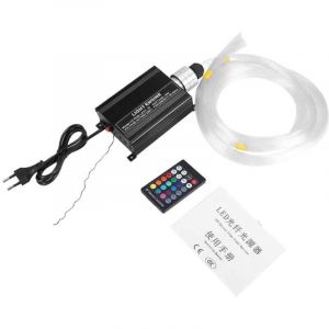 Lumi&egrave;re &agrave; fibre optique LED 16 W RGBW 0,75 mm x 2 m pour r&eacute;aliser un ciel &eacute;toil&eacute; avec &eacute;clairage &agrave; fibre optique + t&eacute;l&eacute;commande RF 24 Key, 150 pi&egrave;ces