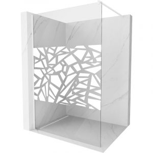 Mexen - Kioto paroi de douche 120 x 200 cm, transparent/Design blanc 8 mm, Blanc - 800-120-101-20-85