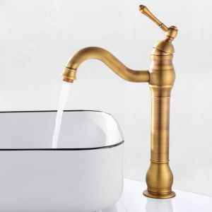 Treetalk - Robinet Salle de Bain Rétro Laiton Haut, Antique Mitigeur Lavabo Vasque avec bec Hauteur 230 mm, Pivotant à Mitigeur Vasque Salle de Bain,