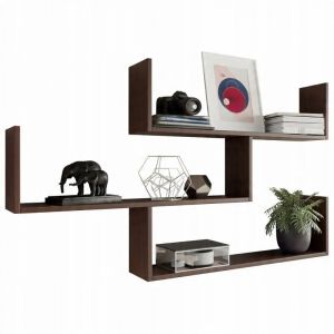 Biblioth&egrave;que Theta en weng&eacute;, &eacute;tag&egrave;re murale pour salon, bureau, MK