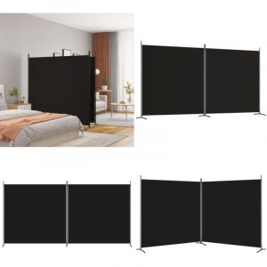 Cloison de s&eacute;paration 2 panneaux Noir 348x180 cm Tissu - Cloison De S&eacute;paration - &Eacute;cran De Confidentialit&eacute; - S&eacute;parateur De Pi&egrave;ce - Rideau Partition