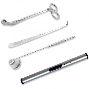 Ensemble d'accessoires pour bougies, coupe-m&egrave;che, briquet &eacute;lectrique, &eacute;teignoir &agrave; bougie