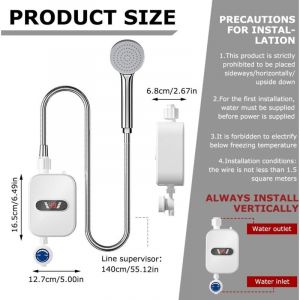 Chauffe-Eau &eacute;Lectrique Instantan&eacute;, Mini Chauffe-Eau Instantan&eacute; 3500 w Avec Affichage Num&eacute;Rique led, Douche &agrave; Eau Chaude, Ensemble de Douche