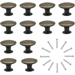 12x Boutons de Tiroir de Porte Vintage 30mm Antique Laiton Poignées de Placard d'armoires de Cuisine, Pour Commode et Armoire Meuble, Bronze Ancien