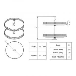 Inoxa Industrie - Tourniquet rond - D&eacute;cor : Anthracite - Diam&egrave;tre : 820 mm - Pour caisson : 900 x 900 mm