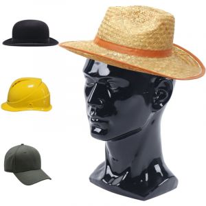 Modèle Masculin Tête Mannequin Tête Cheveux Perruques Mannequin Tête Noir Brillant