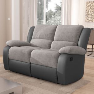 M&s - Canapé de relaxation manuel 2 places en microfibre et pu gris - valia