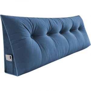 Oreiller Triangulaire en Lin Et Coton, 160x20x50cm Grand Coussin De Chevet en Coton, Oreiller De TêTe De Lit Amovible, pour Canapé-Lit