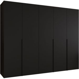 Armoire Hartford 538, Noir, 202x250x52cm, Portes d'armoire: Avec des charni&egrave;res, Nombre d'&eacute;tag&egrave;res: 0