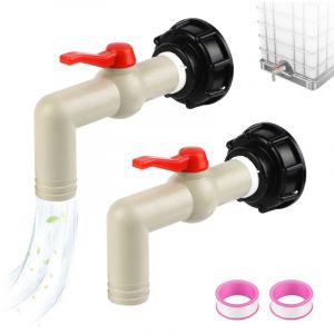 2 Pi&egrave;ces Robinet Cuve 1000L Adaptateur Cuve S60x6 Filetage Grossier Adaptateur de R&eacute;servoir IBC 1" Raccord Cuve IBC Robinet Recuperateur Eau de Pluie