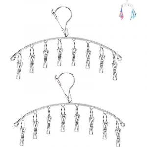 &Eacute;tendoir &agrave; Linge &agrave; Suspendre,Acier Inoxydable Cintre de Chaussette Pliables S&eacute;choirs Cintre avec 16 Pinces &Eacute;tendoir pour Chaussettes Sous-v&ecirc;tements