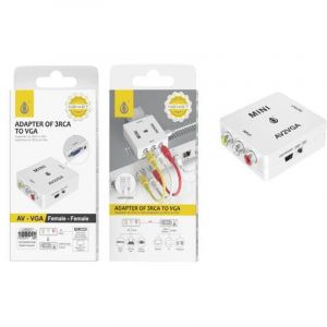 Adaptateur vid&eacute;o rca vers vga nb1467 / 3xrca femelle / 720p-1080p / alimentation micro usb / 5v 1a