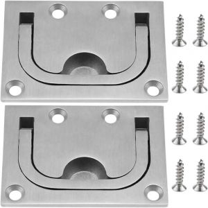2 Pcs Poignée de Trappe pour Bateaux en Acier Inoxydable Poignée Casier de Trappe Affleurantes avec Vis pour Meuble Yacht Boat