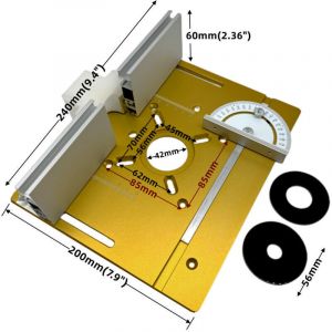 Plaque Insertion Premium pour Table Toupie - Compatible Fraiseuse Bois/Machine D&eacute;coupe - Alliage Aluminium Antid&eacute;rapant