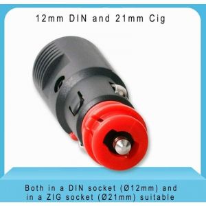 Allume-Cigares Fiche, 12mm Hella (DIN) et 21mm US Prises, Normes DIN ISO 4165 standards, avec 10A 16A Fusible 12V/24V Adaptateur C&acirc;ble d'extension