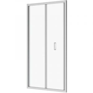 Porte de douche pour niche 90 cm Porte de douche pliante Profilés aluminium chromé Verre opaque 6mm Ajustable 87-91cm h190 Mod. Capri