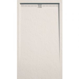 Mirlo - Receveur de douche 70x90 cm extra plat arco en r&eacute;sine surface ardois&eacute;e beige Grille beige