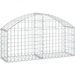Panier de gabions，Cl&ocirc;ture de jardin，Mur en Gabion arqu&eacute; 100x30x4060 cm Fer galvanis&eacute;175354
