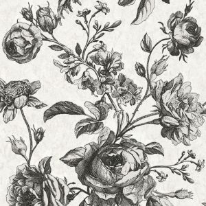 Papier peint floral Profhome 387002 papier peint intissé légèrement texturé avec un dessin floral scintillant crème blanc-perlé noir gris 5,33 m2