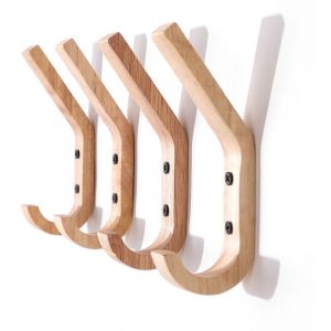 Patère,Patere en Bois, 4 Pièce 160 mm j Façonner Pateres, Crochets à Serviettes Muraux AméLioréS, ChêNe de Qualité a, Surface Polie à la Main,