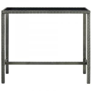 Inlife - Table bar de jardin Gris 130x60x110 cm Résine tressée et verre