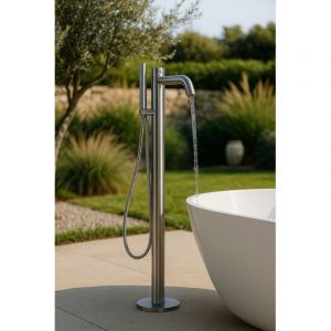 Fortifura Outdoor Robinet de baignoire sur pied inox brossé