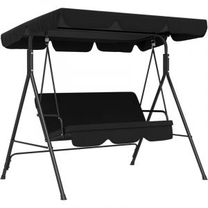 Banc de jardin 3 places &agrave; bascule, r&eacute;sistant aux intemp&eacute;ries, 172 x 110 x 153 cm, couleur noire