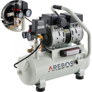 Arebos - Compresseur à air avec Cuve Sous Pression 500 w 12 l Sans Huile 89 l - argent