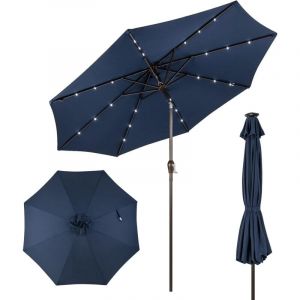 Costway - Parasol de Jardin Extérieur ø 300 cm, Parasol Inclinable Lumineux Solaire avec 24 led, Parasol Droit avec Manivelle et 8 Baleines