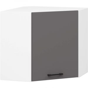 Armoires de cuisine AKORD d'angle haute W60 OLIWIA Blanc 60 cm 1 porte façade Gris Graphite 2 étagères 60x30x58 cm