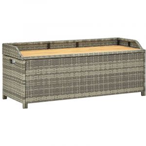 Banc de rangement de jardin-Banquette de jardin avec rangement 120 cm Résine tressée Gris