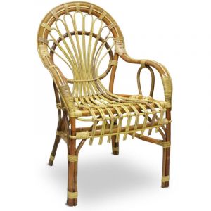 Fauteuil chaise basse Malacca en bois de bambou et jonc tress&eacute; &agrave; la main