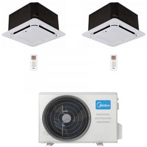 Climatiseur cassette Midea 4 voies compact R32 Dual Split Inverter 12000 + 12000 BTU avec UE M2OE-18HFN8-Q Classe A++/A+