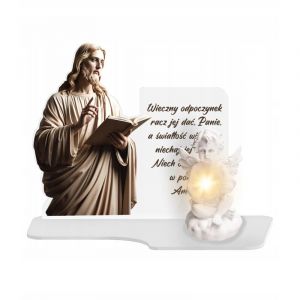 Bougie LED blanche premium XL Ange &Eacute;ternel Ange pour monument, cimeti&egrave;re et tombe