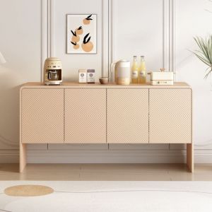 Tanant - Buffet 152cm, avec 4 portes et 2 cloisons de rangement, buffet scandinave, adapté aux salons et aux entrées, crème d'abricot