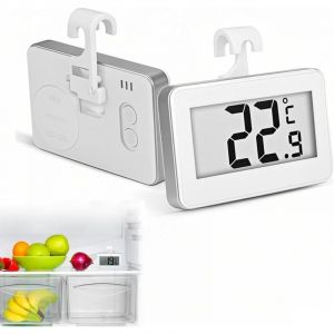 4 Pi&egrave;ces Thermom&egrave;tre Num&eacute;rique Mini pour R&eacute;frig&eacute;rateur, Thermom&egrave;tre &eacute;tanche, Thermometre Frigo Digital pour Cong&eacute;lateur avec Crochet, &Eacute;cran Acl