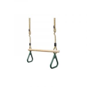 Crea - Trapèze en Bois, Balançoire avec Anneaux de Gymnastique, Vert, 200 cm, Matériau: Plastique (pp, pe), Bois