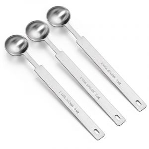 Lot de 3 cuill&egrave;res doseuses en acier inoxydable - 5 ml - Cuill&egrave;res &agrave; soupe - Cuill&egrave;res &agrave; caf&eacute; - Cuill&egrave;res doseuses pour mesurer les ingr&eacute;dients