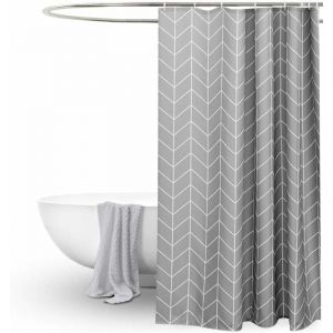 Rideau de douche motif g&eacute;om&eacute;trique gris rideau de bain lavable hydrofuge anti-moisissure avec crochets (180x180cm), Ensoleill&eacute;