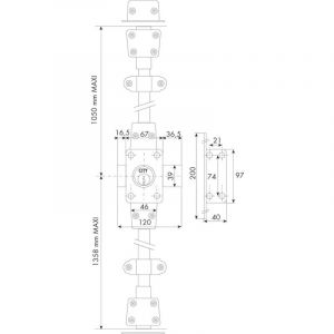 ISO - Verrou 3 points Zenith 1513 à double entrée cylindre de 45mm droit métallisé or - iseo - 15130451HB3.5
