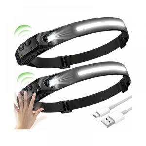 Cyslmuk - 2PCS led Lampe Frontale,, led Lampe Frontal à Capteur, Lampe Frontale à led Etanches usb Rechargeables