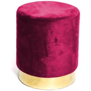 VELVET Pouf repose-pieds cylindrique en velours massif bordeaux