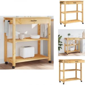 Chariot de cuisine MONZA 84x40x90 cm bois massif de pin - Chariot De Cuisine - Chariot &Agrave; L&eacute;gumes - Meuble De Rangement - Rangement Cuisine - Mobilier