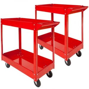 Le Poisson Qui Jardine - Lot de 2 Chariots ou Servantes d'atelier en m&eacute;tal, pratique 2 &eacute;tag&egrave;res