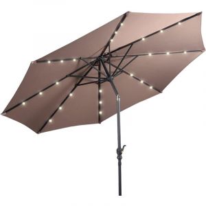RELAX4LIFE Parasol Lumineux Inclinable avec Éclairage Solaire sur Baleines, Toile Ultra Épaisse Mât en Acier Inoxydable pour Balcon, Terrasse,
