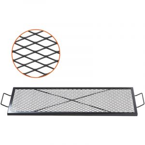 Grille de Cuisson Rectangulaire 111x38 cm Grille de Barbecue en Acier Capacite de Charge de 20 kg Materiel Ustensile avec Marque en x pour Foyer