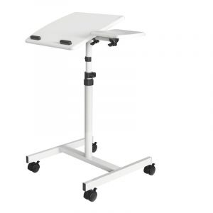 Naju Support d'ordinateur portable Chariot pour ordinateur portable Table d'ordinateur portable à roulettes Réglable en hauteur Blanc - Svita