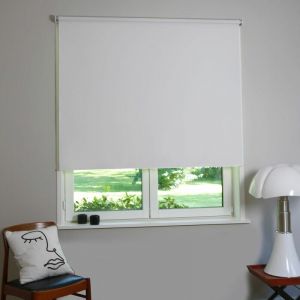 Madeco - Store enrouleur occultant automatique - Blanc - L124 x H190cm