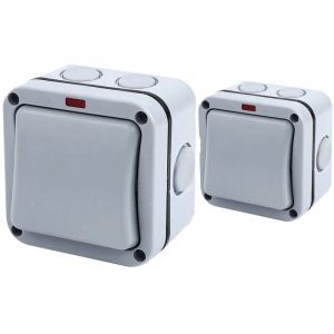 Interrupteur &eacute;tanche IP66, avec interrupteur individuel et voyant lumineux, interrupteur d'&eacute;clairage ext&eacute;rieur, interrupteur universel, convient pour