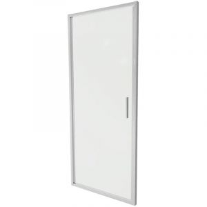 Porte de douche pour niche 90cm Ouverture &agrave; charni&egrave;re Ultraslim Aluminium Profils Chrom&eacute;s Verre Transparent 6mm h190 Ajustable 87-91cm - R&eacute;versible